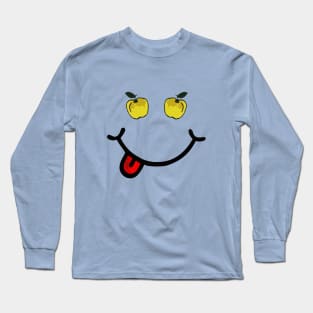 Yellow Apple & Smile (in the shape of a face) Long Sleeve T-Shirt